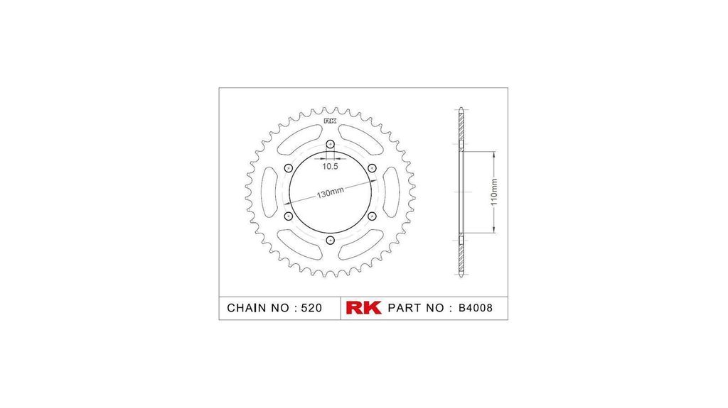 Rk Kettenrad 520 44z Stahl silber