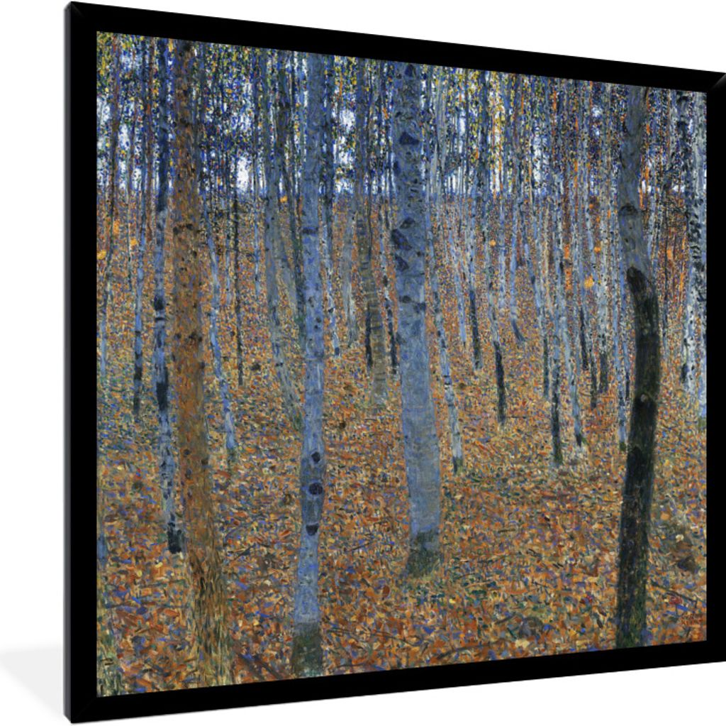 MuchoWow Gerahmtes Poster Las brzozowy - Gustav Klimt 40x40 cm - Poster mit Schwarzem Bilderrahmen Wandposter Rahmen Foto Bilder - Mit Rahmen - W...