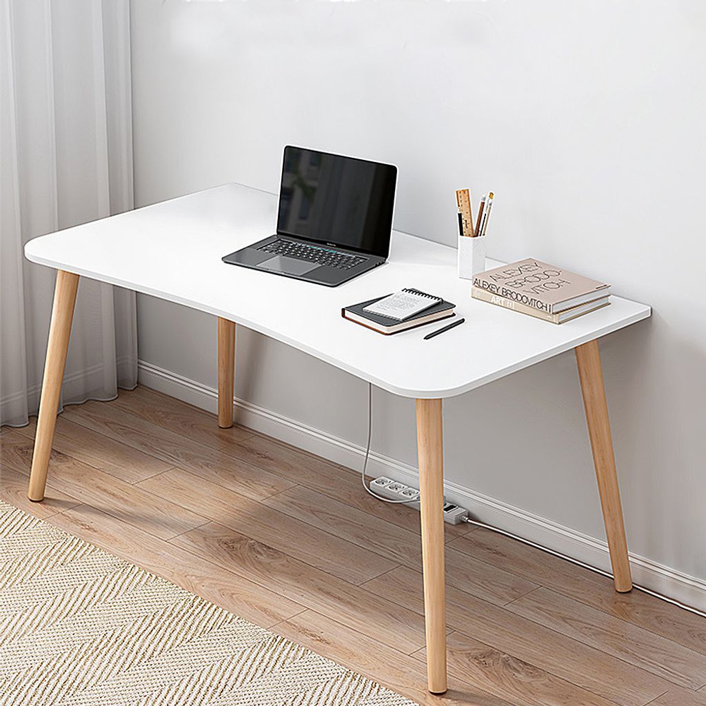 360Home Schreibtisch Computertisch Massivholz ohne Stuhl Weiß 70*40cm
