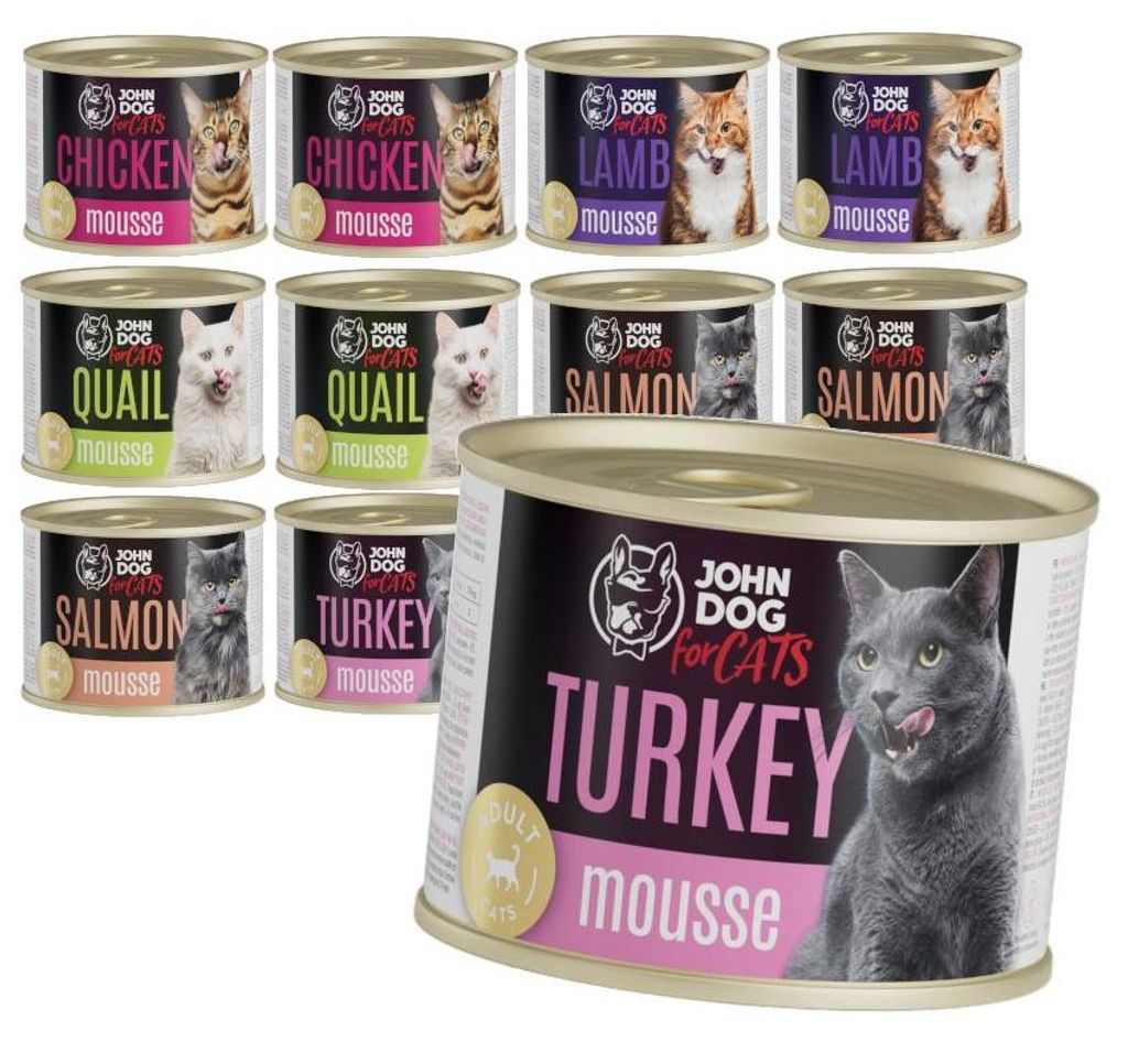 John Dog für Katzen Mousse, Geschmacksmischung, 12 x 200 g, Produktbild 