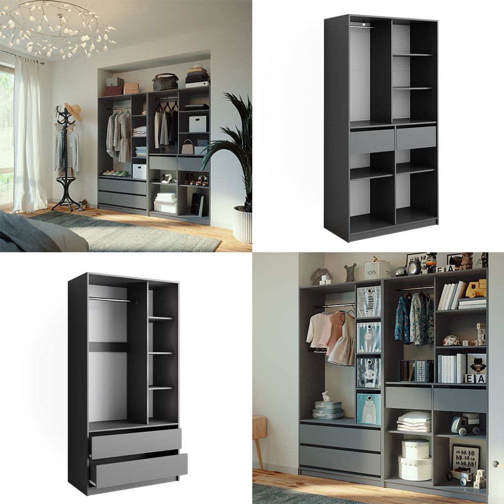 Vicco Kleiderschrank Elmo, 100 x 200 cm 2er Set, Anthrazit Produktbild 8
