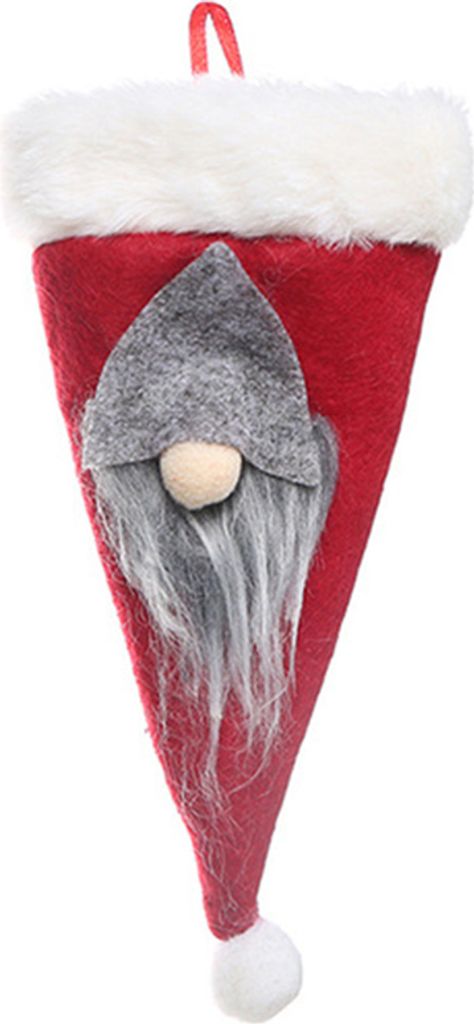 Weihnachtshut Faux Pelz Besteck Speichertasche Messer Gabel Beutel Esstischdekoration Dekor-Rot