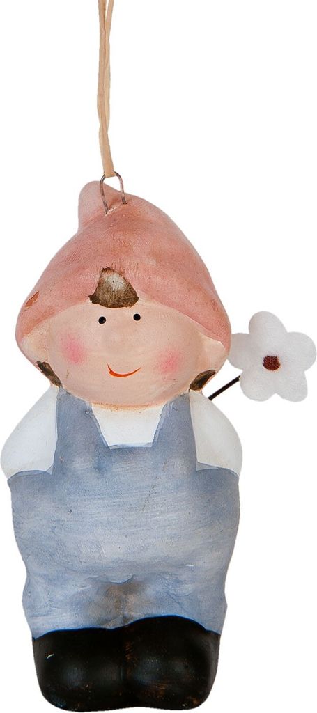 Hänger Junge | 4*3*7 cm | Grau | Terrakotta | Junge | Clayre & Eef | 6TE0099