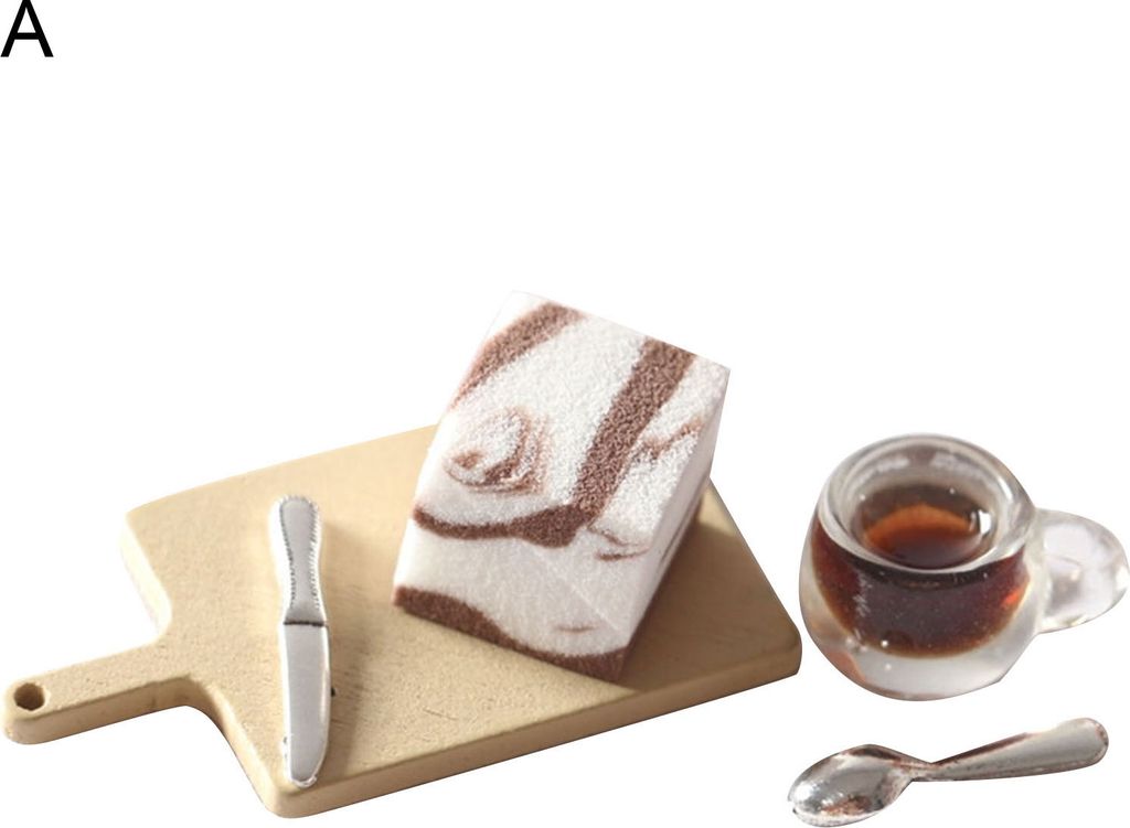 5pcs Dollhouse Doll House Miniatur Lebensmittelmodell Tray Mousse Cake Set Küchenspielzeug-A