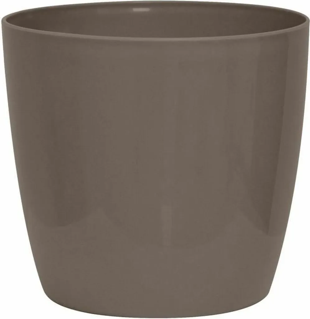 Cache-pot Garden ID Taupe Brillant 30 x 27 cm - Pot de Fleurs Rond Déco