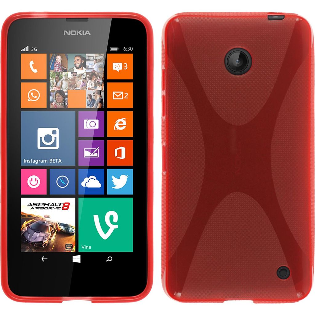PhoneNatic Case kompatibel mit Nokia Lumia 630 - rot Silikon Hülle X-Style + 2 Schutzfolien