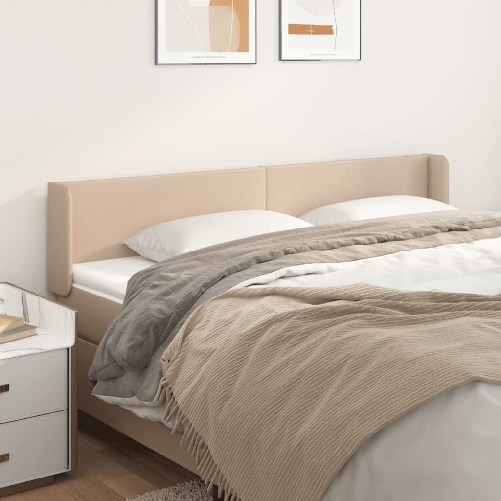 "Spring Sale"Kopfteil - modernes Design - fürs Schlafzimmer - mit Ohren Cappuccino-Braun 203x16x78/88cm Kunstleder Promotion923113 - Kopfteile