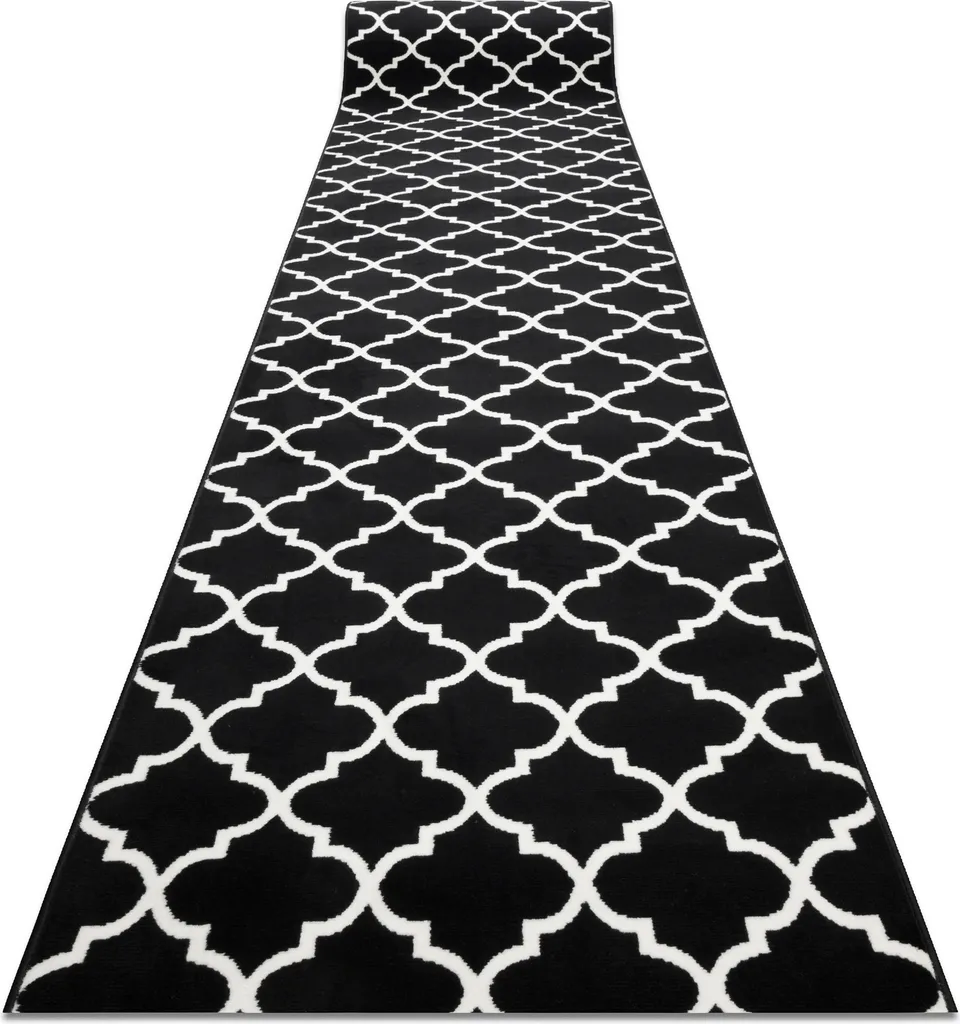 Tapis Trelis Moroccan Grid BCF MORAD Noir 60x230 cm Haute Résistance