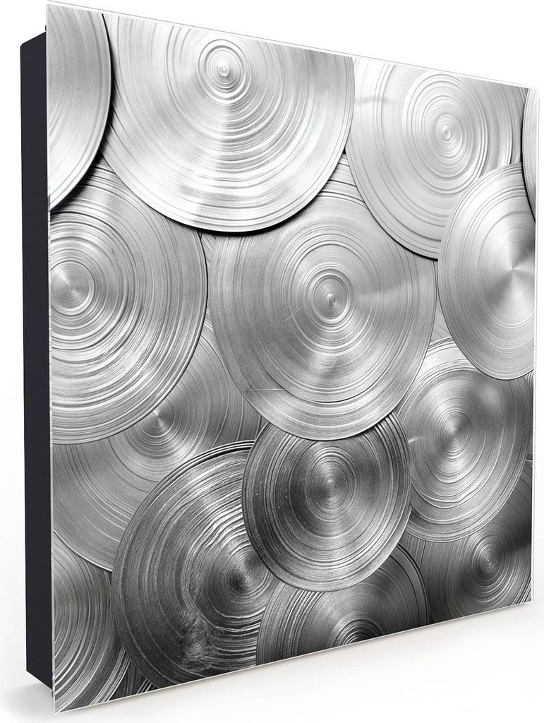 Nachbildung-Schlüsselkasten, Magnetpinnwand und Memoboard mit Glasfront Motiv Metallische Scheiben
