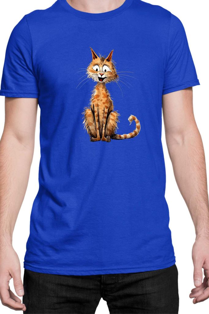 Herren T-Shirt Funny Cats Breeds Cheetoh Cat, Man S / Blau