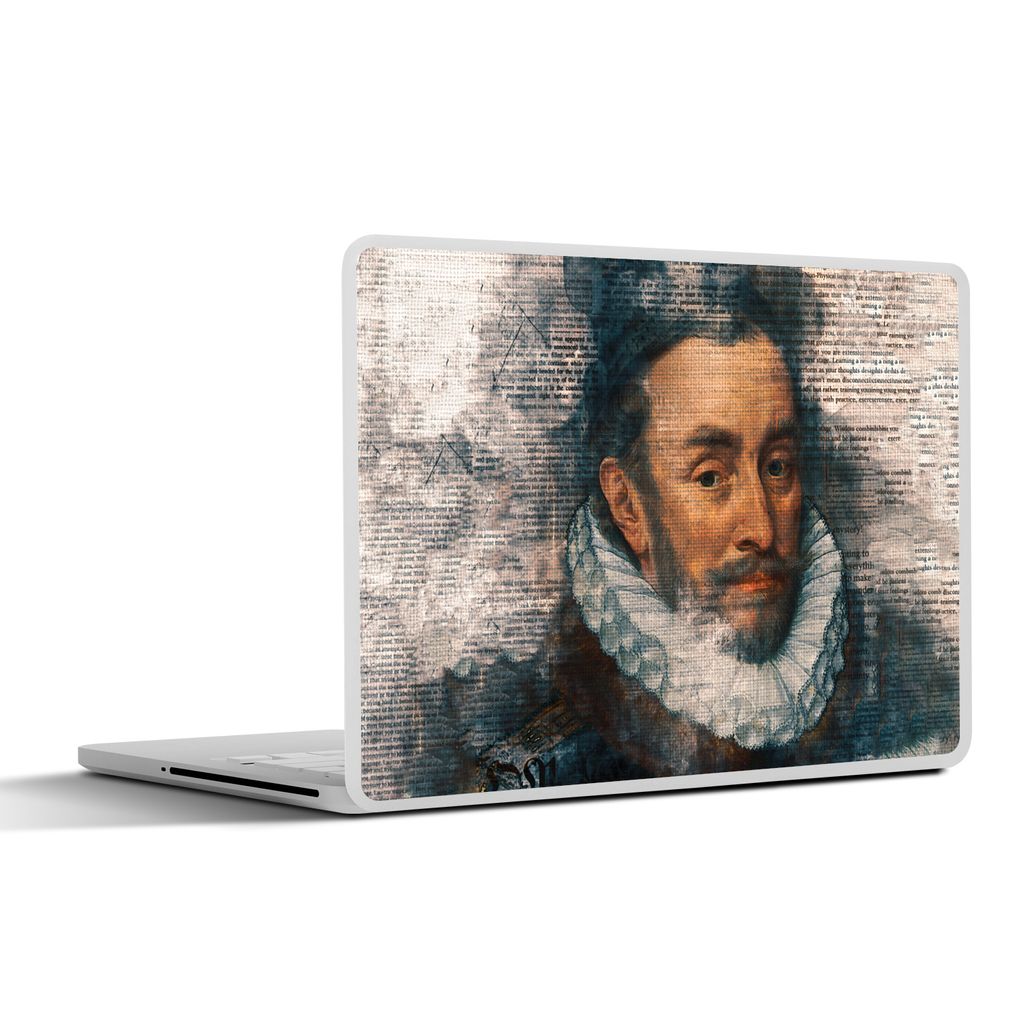 MuchoWow Laptop Aufkleber Sticker Cover Wilhelm von Oranien - Adriaen Thomasz - Zeitungsartikel 30x22 cm - Laptop-Sticker