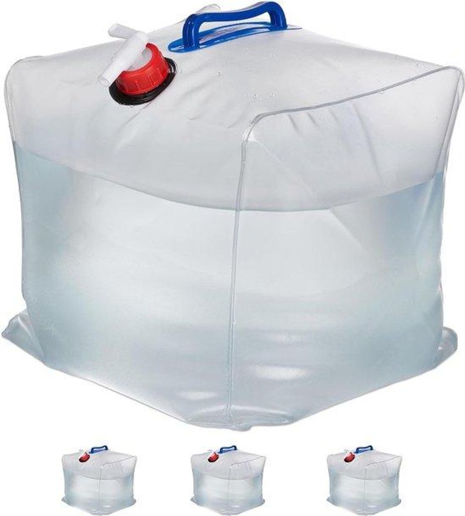 Leichter, opaker, zusammenklammerbarer Trinkwasserbehälter 20 Liter mit Schnellverschluss - Camping-Wasserbehälter