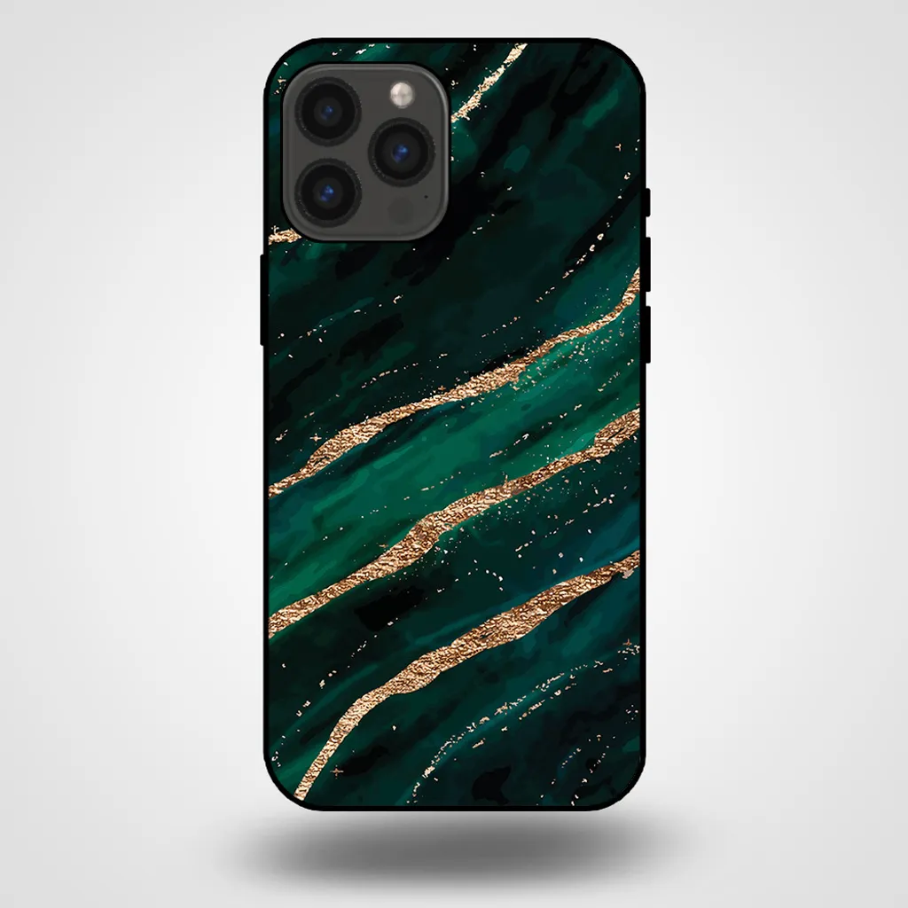Custodia iPhone 13 Pro Max Marmo Verde Oro Trendy | Smartphonica