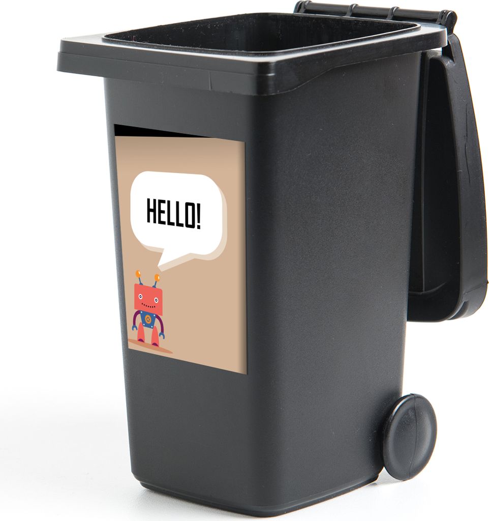 MuchoWow Mülltonnenaufkleber Sprichwörter - Zitate - Hallo! - Roboter - Zahnrad - Kinder 40x60 cm - Mültonnen-sticker - Sticker - Aufkleber f...