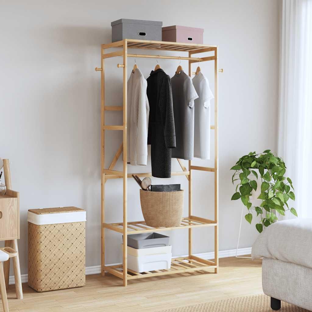 vidaXL Wieszak na ubrania z półkami 80x40x175 cm bambusowy Zdjęcie produktu 