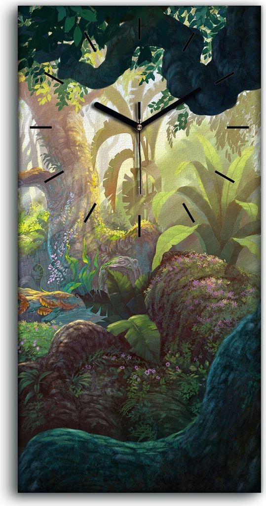 Leinwand Wanduhr Wandkunst Uhr 30x60 Malarei Fantasie im Wald Hintergrund - schwarze Hände