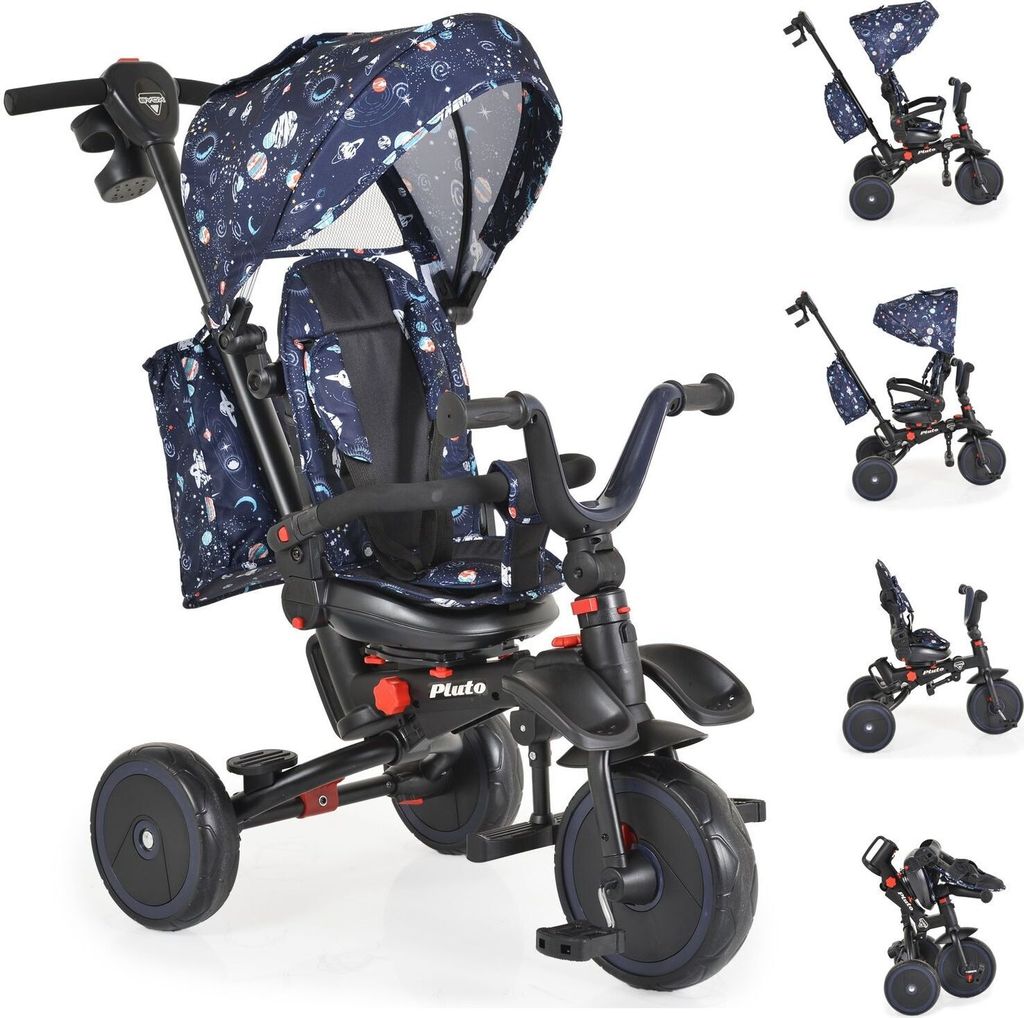 Byox Dreirad Tricycle Pluto, faltbar, EVA-Reifen, Schiebestange, Sitz drehbar blau