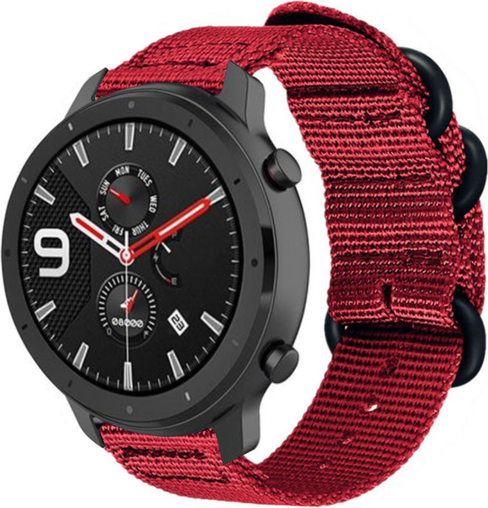 Strap-it Xiaomi Amazfit GTR Nylon Schnallenarmband (Rot)