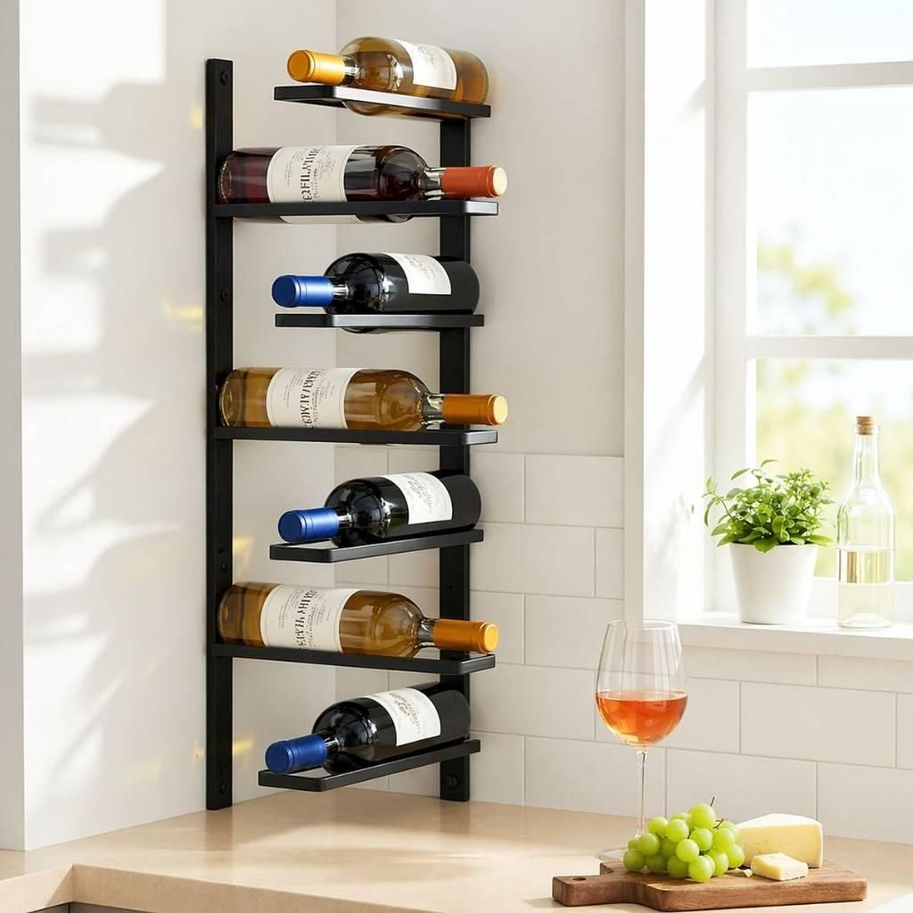 DanDiBo Weinregal Wand Hängend Metall Flaschenregal 2.Teilig Eckregal 96326 Schwarz Weinflaschenhalter Weinhalter Bar Regal Wandregal Wine rack