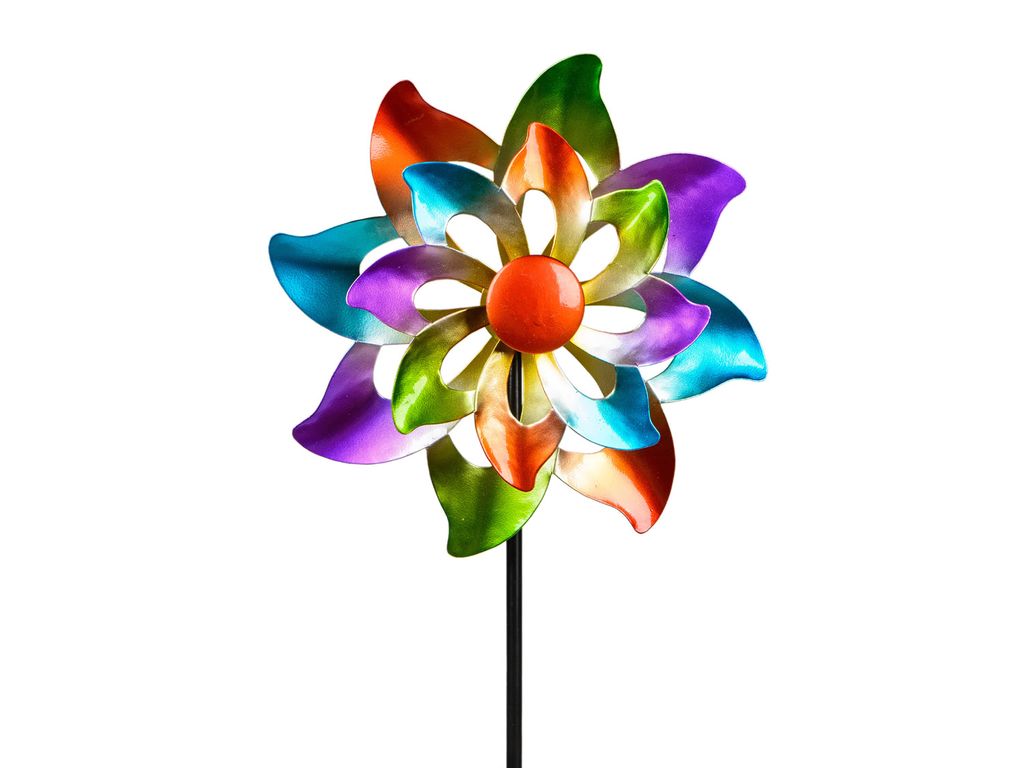 Blüte Formano Deko Windrad Gartenstecker Color 30x122 cm Metall bunt 328bo 