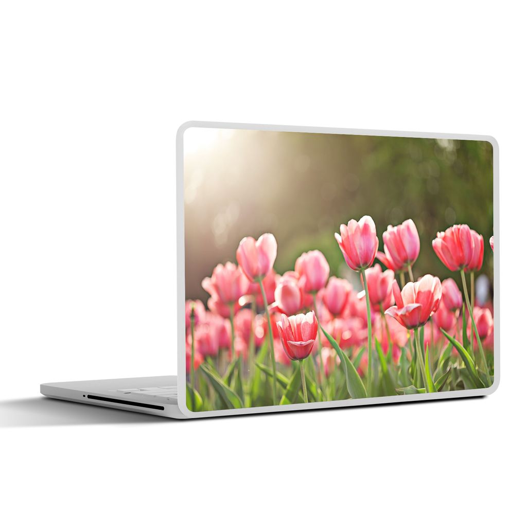 MuchoWow Laptop Aufkleber Sticker Cover Tulpen - Sonne - Frühling 25x18 cm - Laptop-Deko