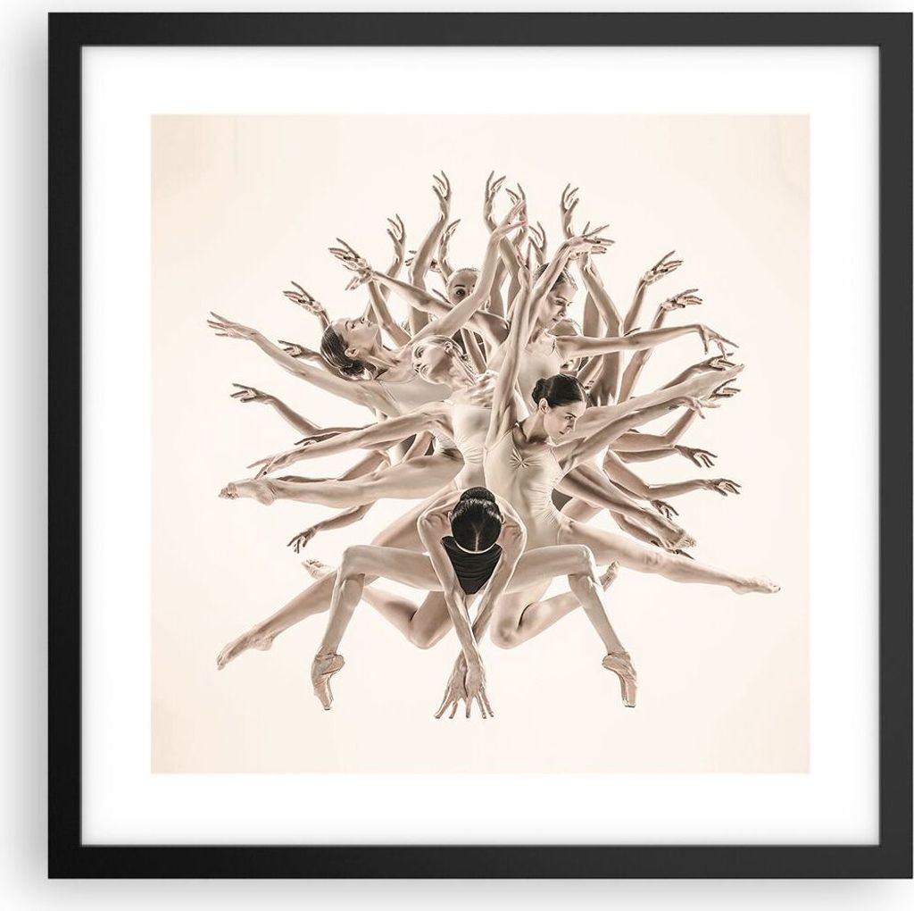 Gerahmtes Poster - Schwarzer Rahmen - Modern Stück Ballett - 40x40 cm - Wand Bild - Wanddeko - Wandbilder - Kunstposter - Wandposter - Bilderrahme...