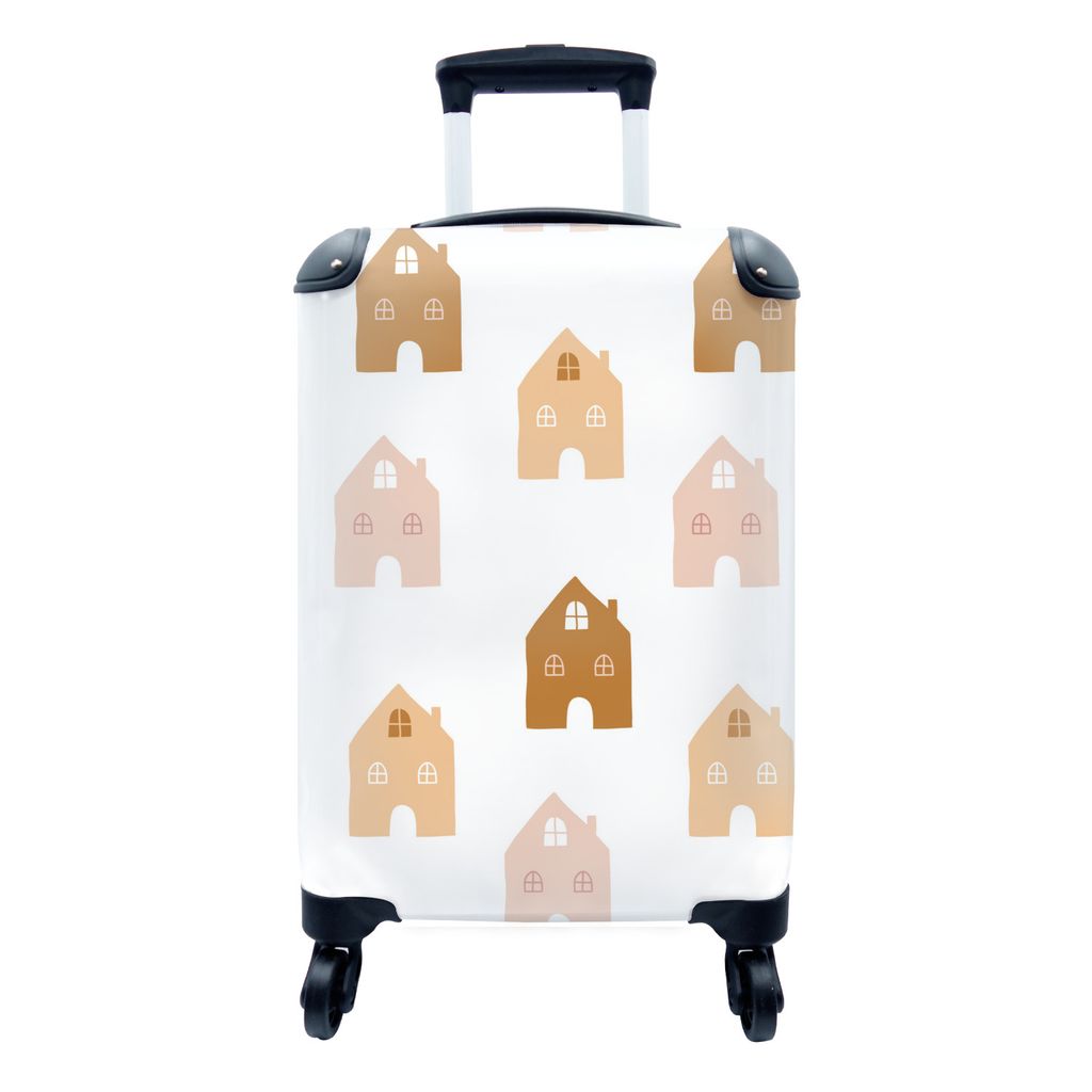 MuchoWow Koffer Handgepäck Trolley Rollkoffer Kleine Reisekoffer mit 4 Rollen - Kinder - Haus - Muster - Cabin Size < 55x40x23 cm & 55x40x20 cm ...
