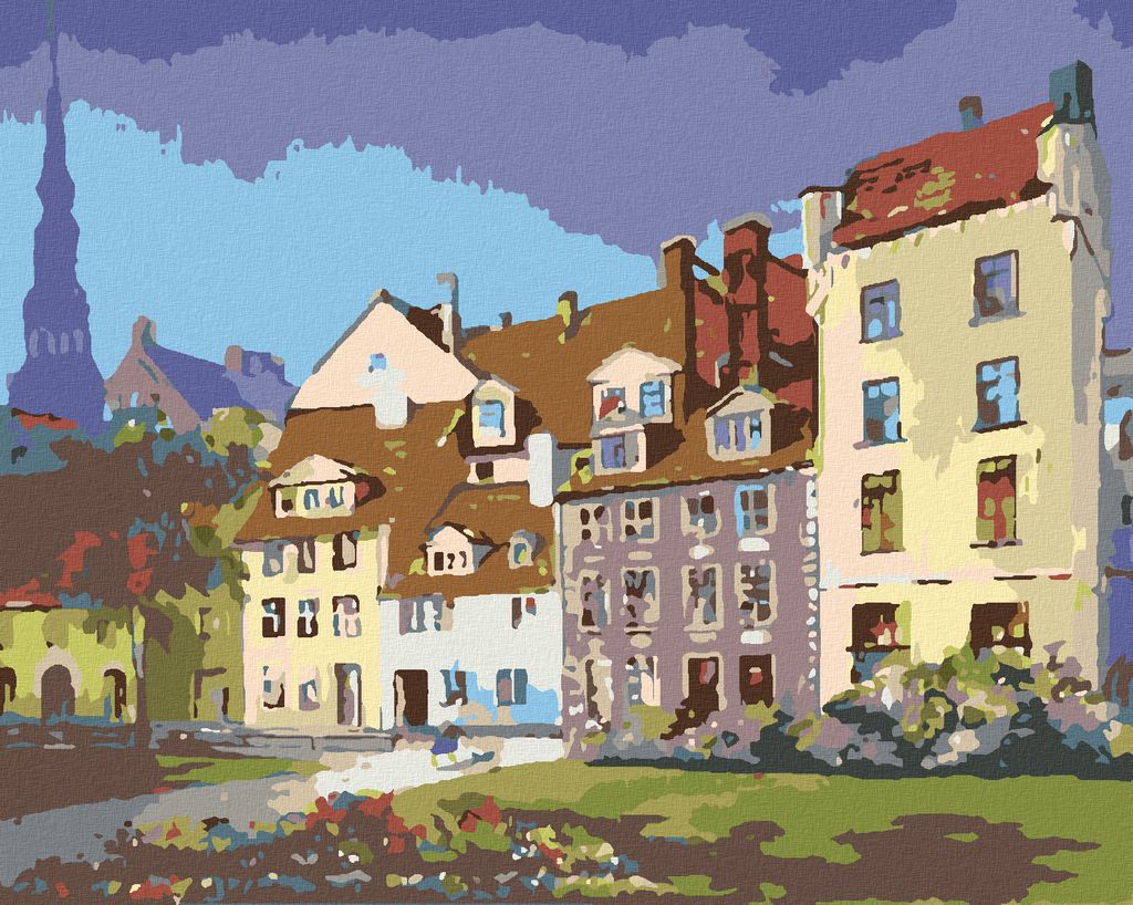 Zuty - Malen nach Zahlen - REIHENHÄUSER, 40x50 cm, mit Keilrahmen (bereits gespannt)