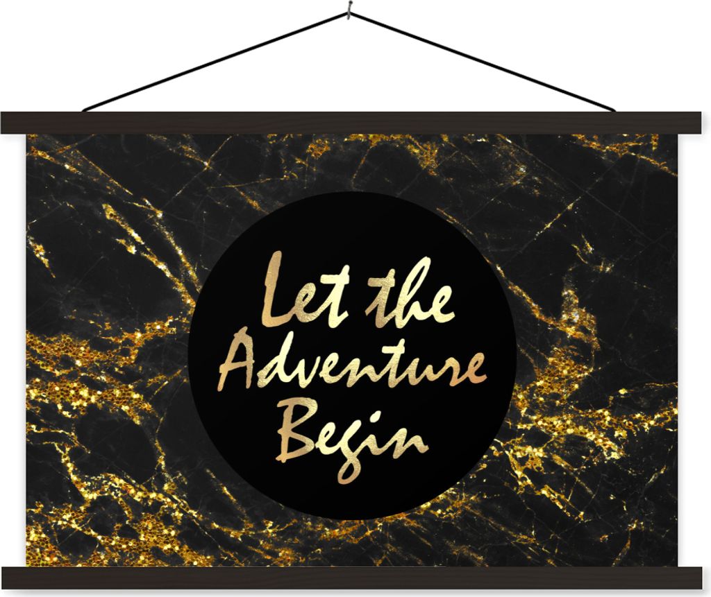 MuchoWow Textilposter Zitat - Außen - Gold - Marmor 120x80 cm mit schwarzem Rahmen - Wanddeko