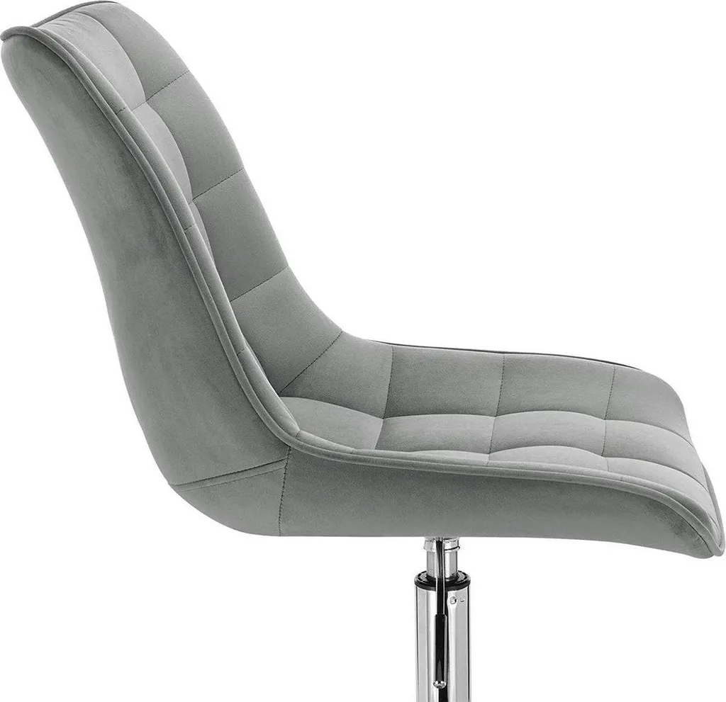 Sedia da Scrivania in Velluto Grigio Happyment - Altezza Regolabile - 2
