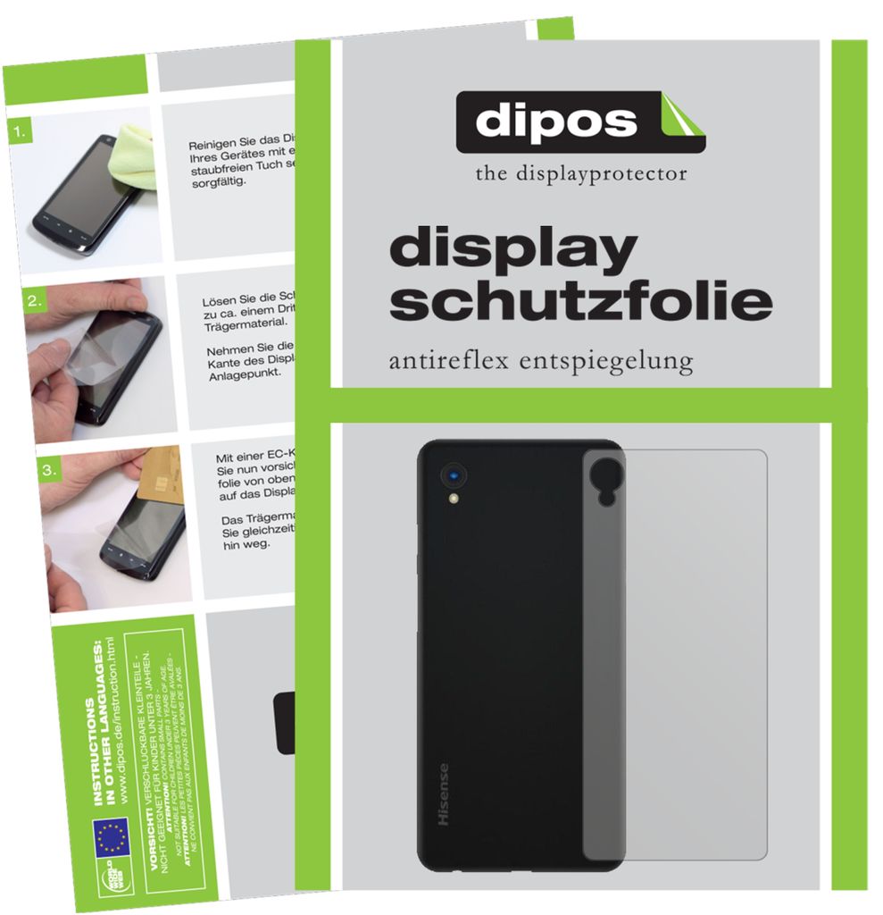 2x Schutzfolie für HiSense A5 Rückseite matt Displayschutzfolie Folie Display Schutz dipos