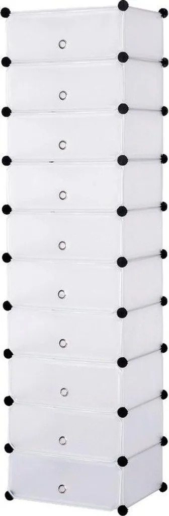 Organisateur de chaussures vertical pour couloir, 10 étages blanc 170 cm