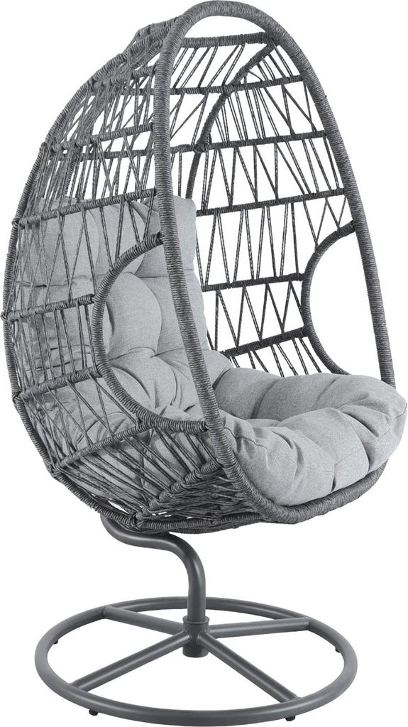 di volio Gartensessel ORTA - grau, Lounge Sessel aus PE-Rattan mit Stahlgestell, bequem & wetterfest
