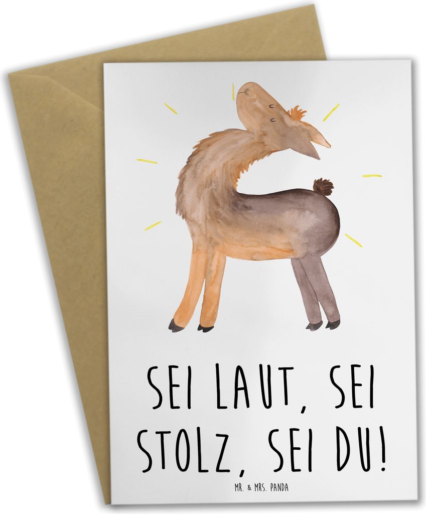 Mr. & Mrs. Panda Grußkarte Sei du Mutig - Weiß - Geschenk, Trost, Unterstützung, Inspiration, Zuversicht, Kraft, einladungskarten, trau dich, ho...