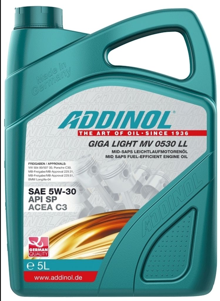 Addinol Motorenöl 5W30 Giga Light MV 0530 LL 5Liter Produktbild 