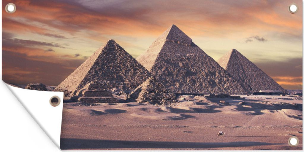 MuchoWow 80x40 cm Outdoor-Poster Gartendeko Sichtschutz Garten Poster für den Garten Die Pyramiden mit einem besonderen Himmel