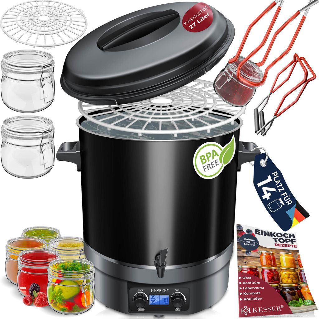 KESSER Einkochautomat 27L Edelstahl Glühweinkocher Heißgetränkeautomat 30-100°C