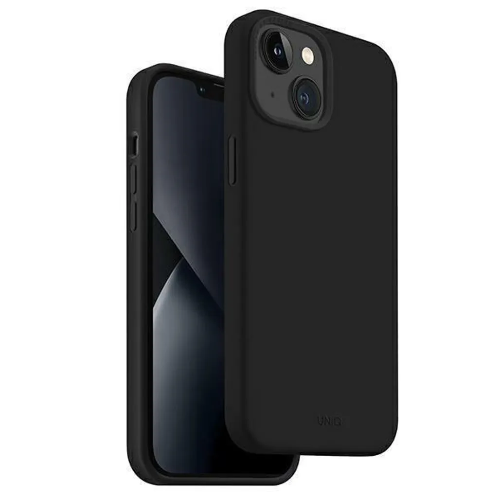 Uniq Lino Nero Medio - Custodia iPhone 14 Plus e 15 Plus 6.7"
