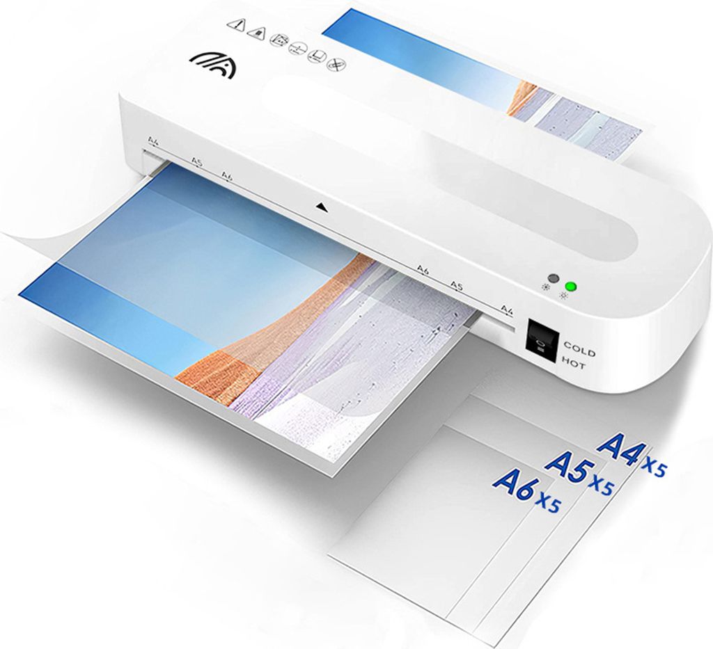Laminiergerät A4 Laminator mit 10 Laminierfolien Laminiermaschine 1-2 Minuten Aufwärmzeit für Büro, Schule und Hausgebrauch Weiß