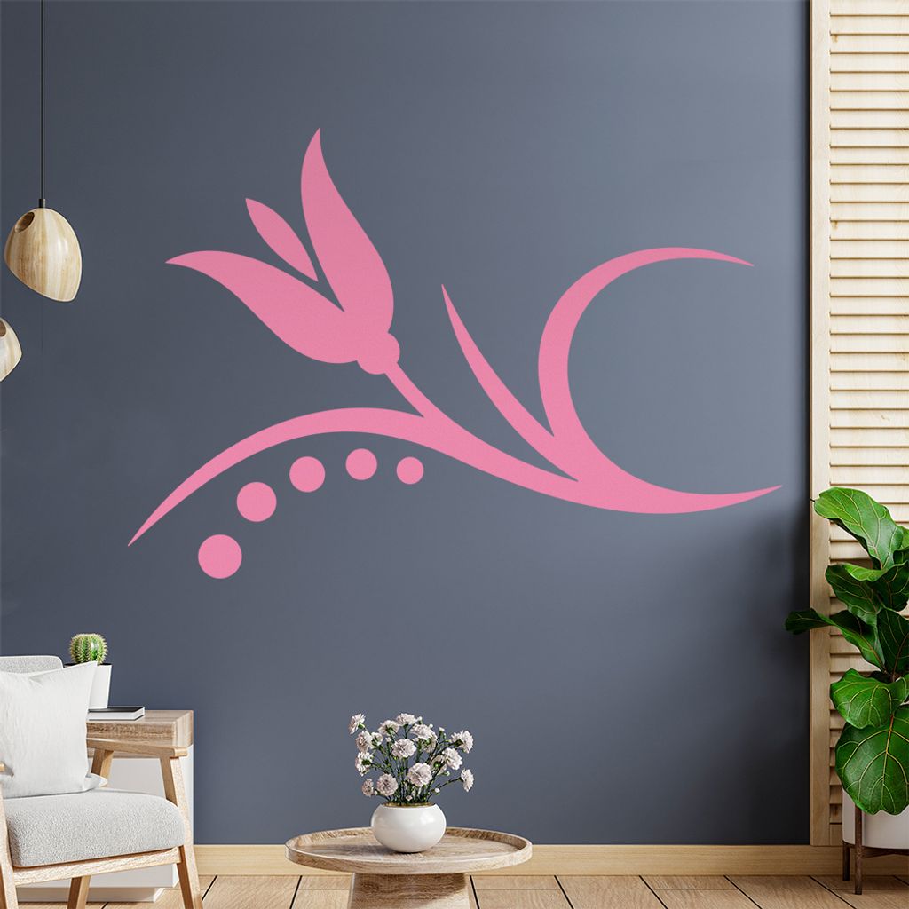Blume - Linien Punkte Wandtattoo in 6 Größen - Wandaufkleber Wall Sticker - Dekoration, Küche, Wohnzimmer, Schlafzimmer, Badezimmer