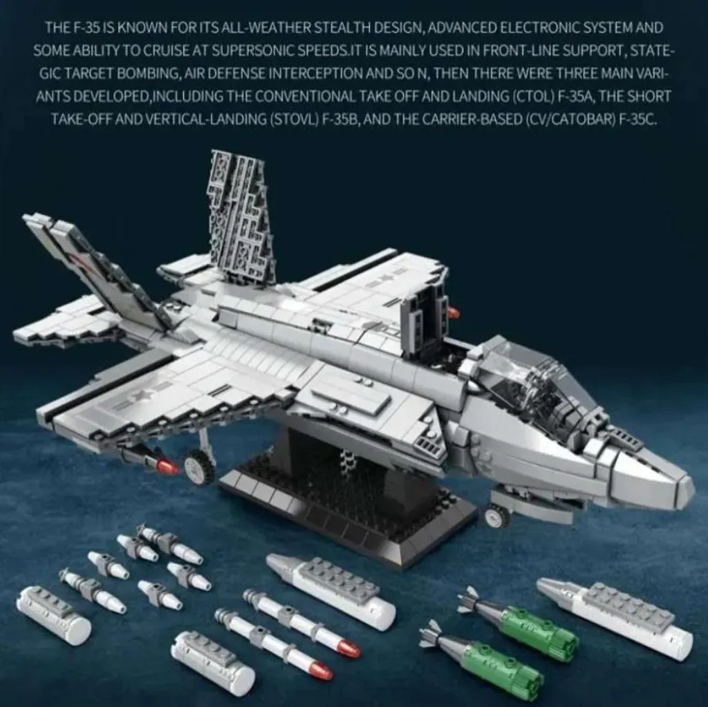 F-35 B Lockheed Martin technique Reobrix 1600 pièces avec train mobile - 5