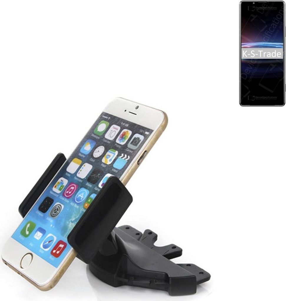 K-S-Trade CD Schlitz Halterung kompatibel mit Sony Xperia PRO-I Autohalterung KFZ-Halter Radio Handy Halterung 360° drehbar schwarz