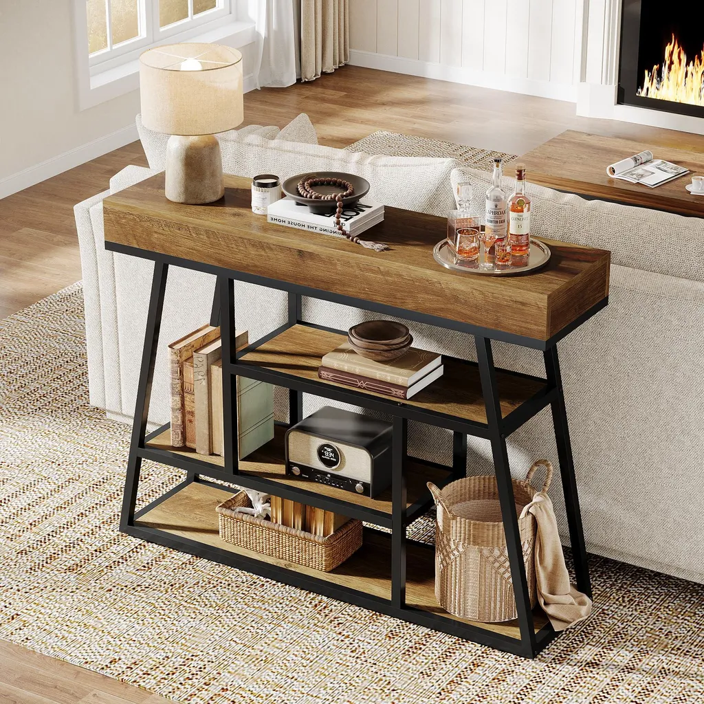 Meuble console étroite pour couloir encombré, table gain de place 105cm - 8
