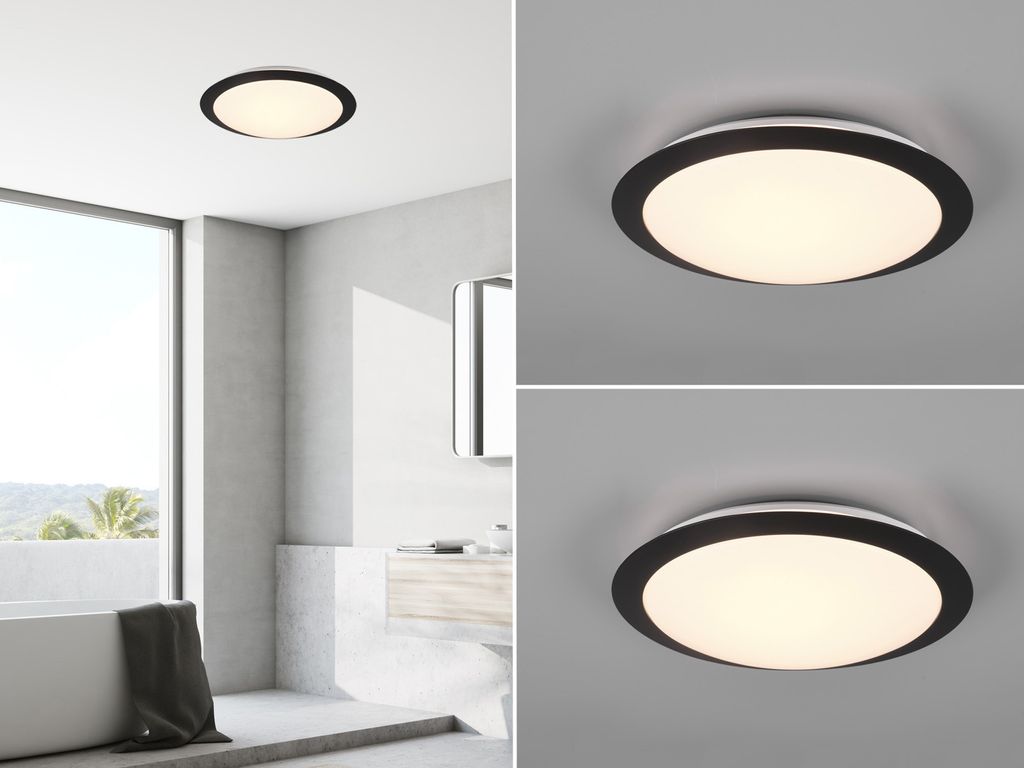 LED Deckenleuchten Set Schwarz Ø29cm Lampe für Badezimmer Gäste WC & Feuchträume