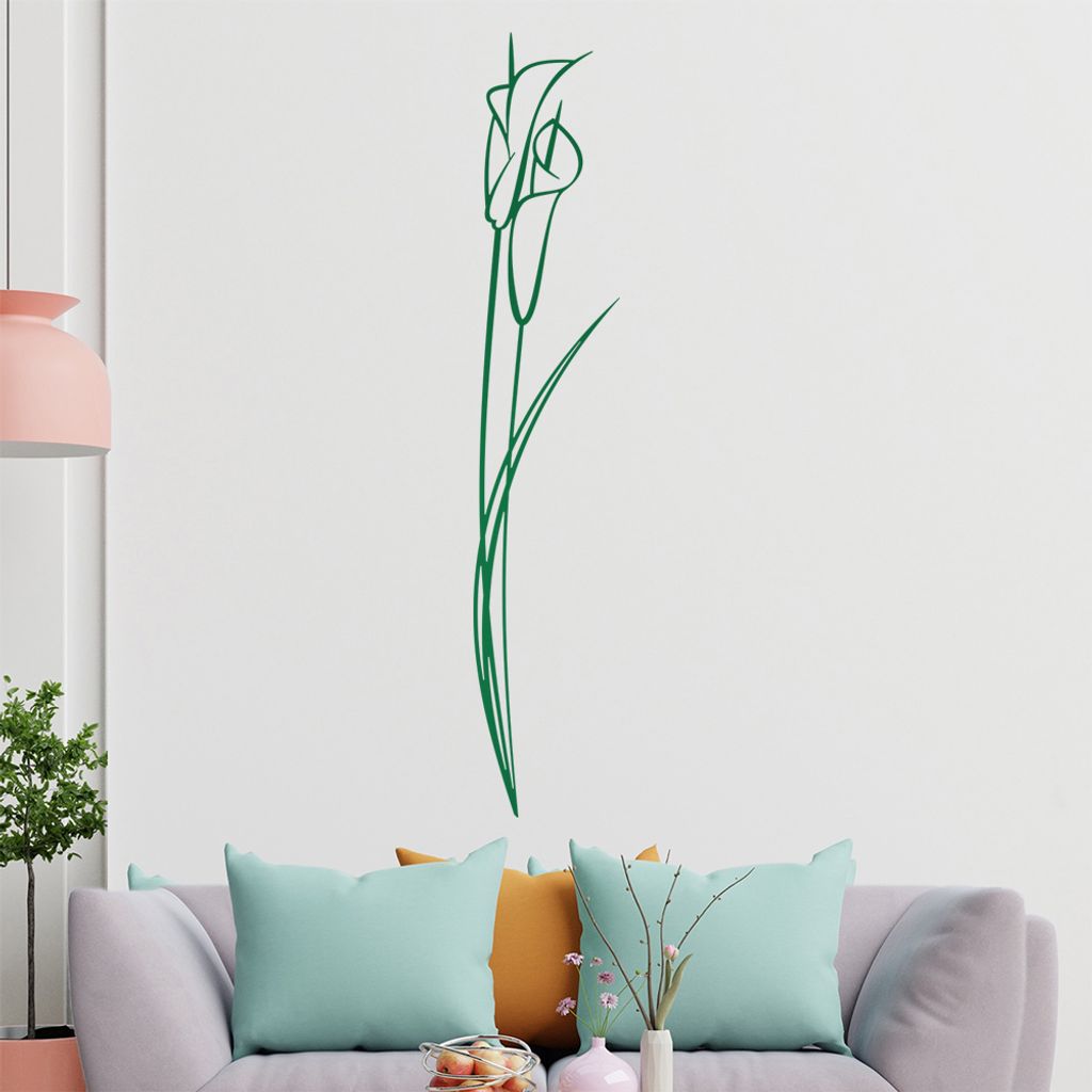 Lilien - Linien Wandtattoo in 6 Größen - Wandaufkleber Wall Sticker - Dekoration, Küche, Wohnzimmer, Schlafzimmer, Badezimmer