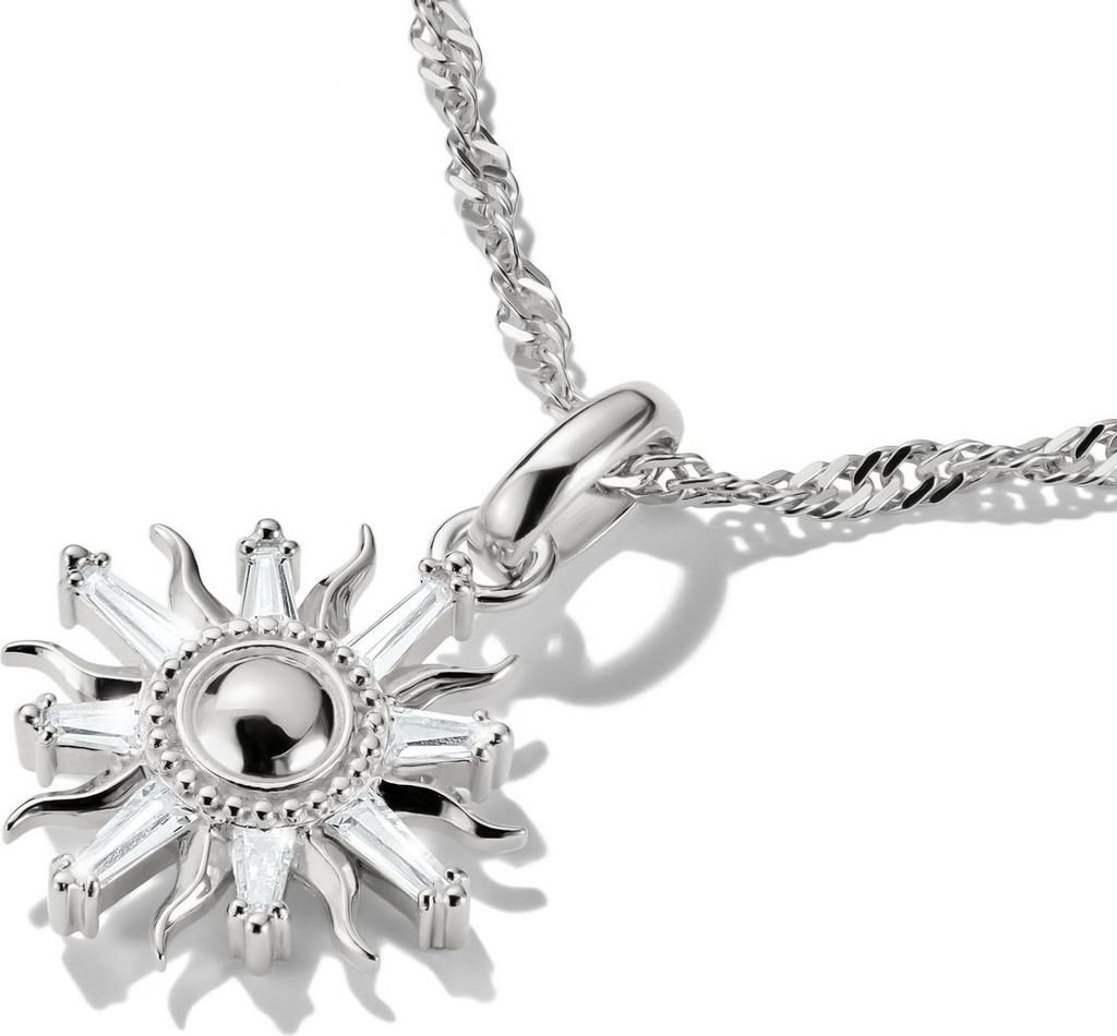 Charm pendentif, soleil avec pierres précieuses blanches, Image du produit 