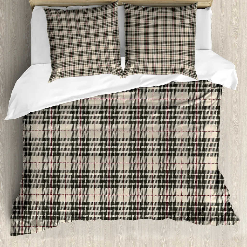 Copripiumino Ipoallergenico ABAKUHAUS Tartan - Relax in Beige e Tortora