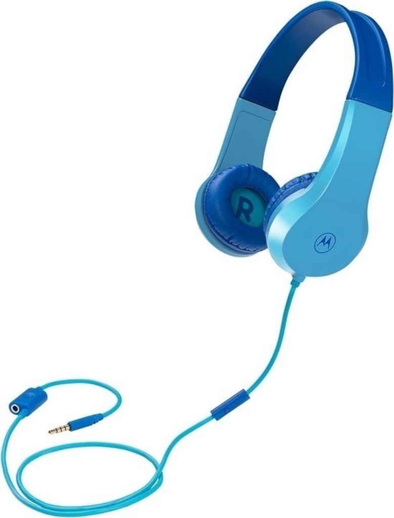 Motorola Sound JR200 Kinder Kopfhörer mit Kabel - Lautstärkebegrenzung 85 dB - Audio Splitter - BPA Frei - ab 3 Jahren - Blue