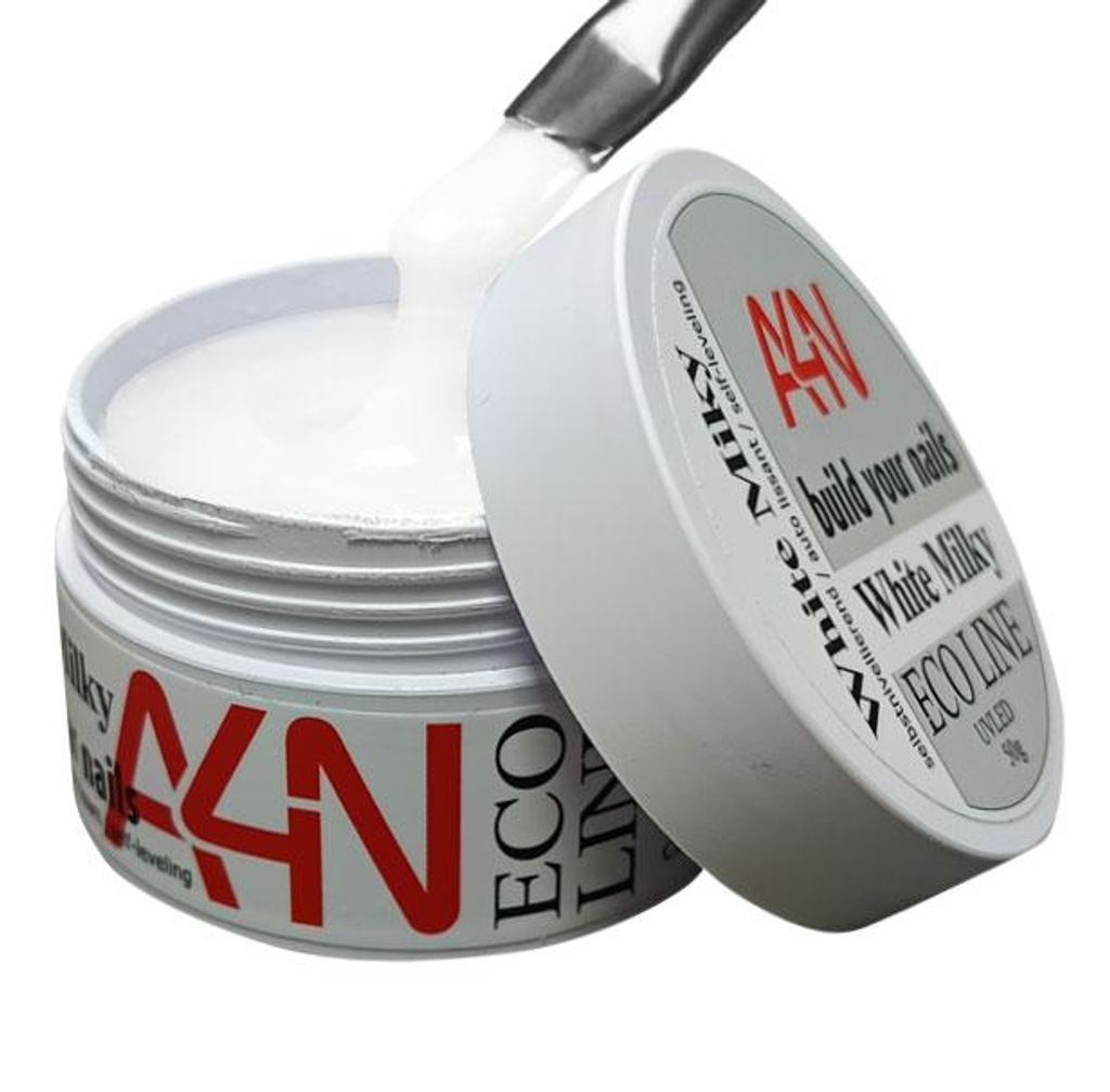 ECO-LINE Milky White 50g UV Modellage-Gel Aufbaugel milchig weiß, selbstglättend, beste Haftungseigenschaften für den Aufbau, Naturnagelverstär...