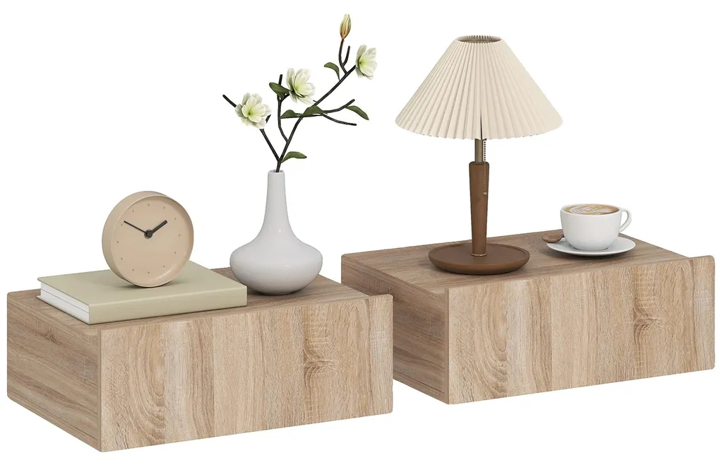 Table de nuit flottante en bois véritable, chevet minimaliste 40 cm
